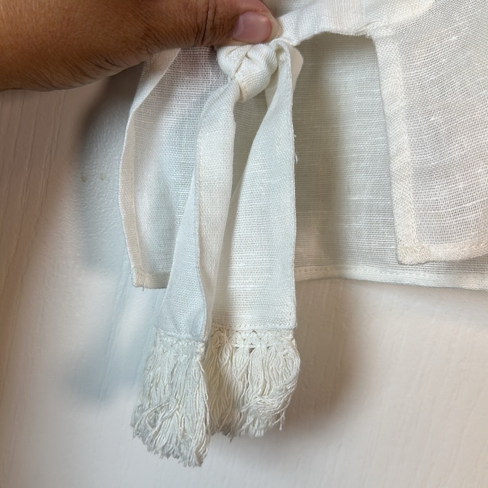 Women's Free People White Cropped Tied Sides Size XS EUC #5179 - Picture 4 of 7